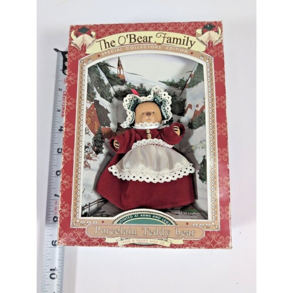 Porcelain Jointed Teddy Bear Santa's Workbench The‎ O'Bear Family  Christmas VTG